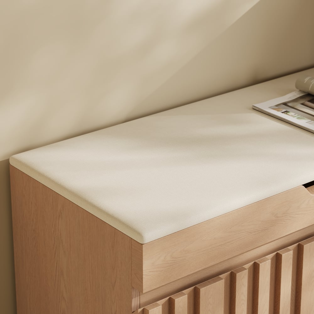 Aura 47” Wooden Shoe Storage Bench with Right-Side Cabinet for Entryway window image
