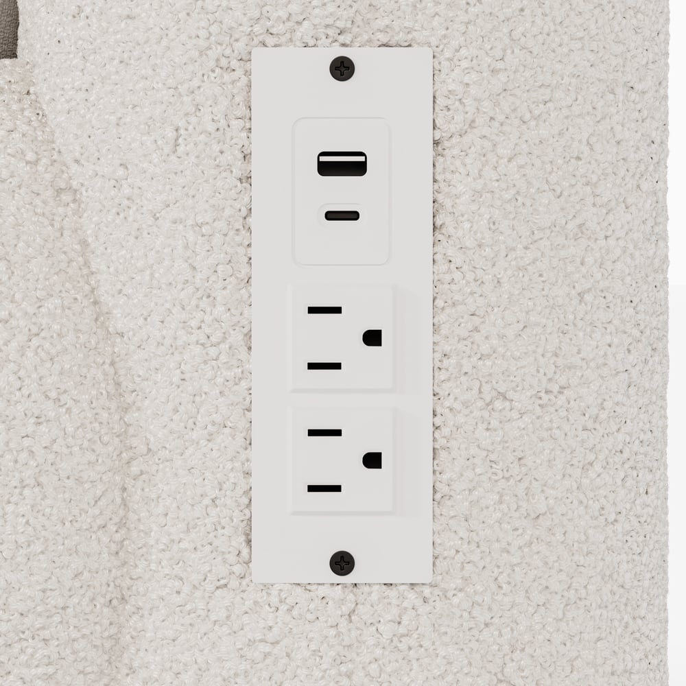 Modern Boucle Upholstered Bed with Charging Station & Fluted Base window image