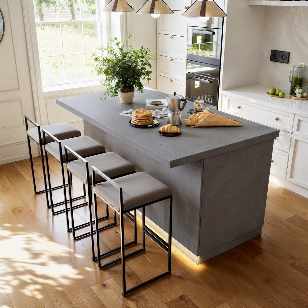 72"  Japandi Gray Wood Kitchen Island with Multi-Storage and LED Light window image