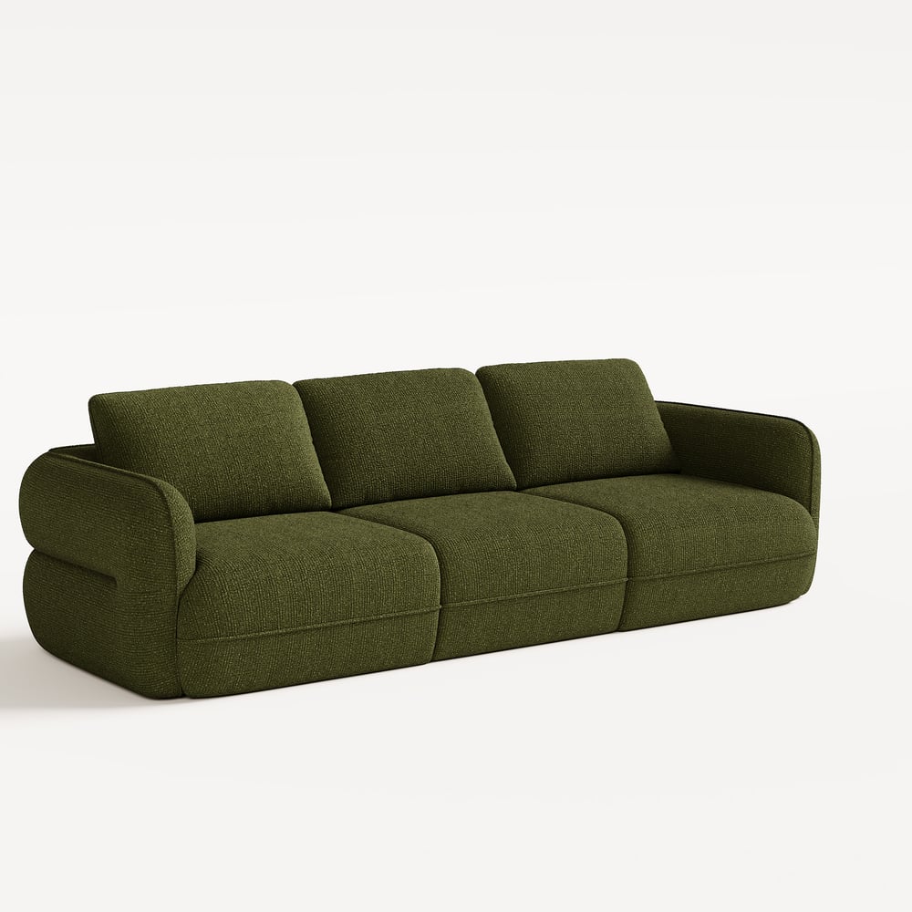 Modern 304cm 3-Seater Chenille Power Convertible Sleeper Sofa with Remote Control window image