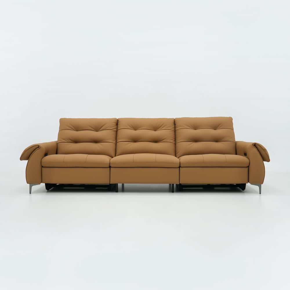 118" 3-Seater Genuine Leather Power Reclining Sofa with USB & Type-C window image