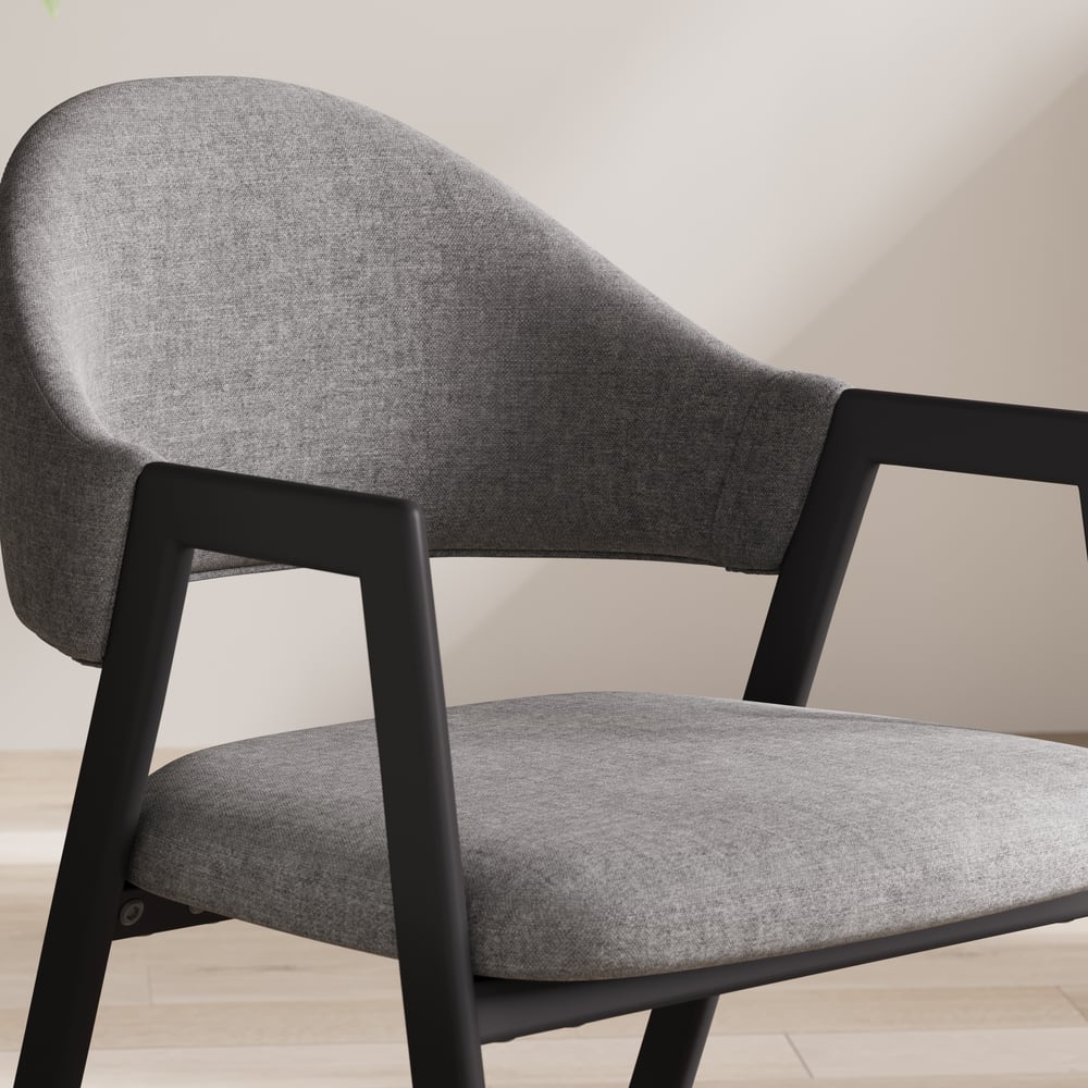 Set of 2 Modern Dining Chairs with Linen Upholstery Gray window image