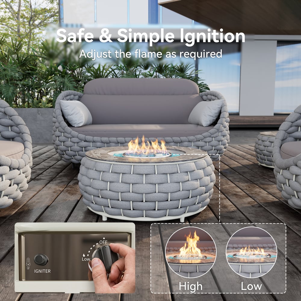 Table de brasero ronde sans fumée au propane Cocaro Outdoor 700 mm en gris image de fenêtre
