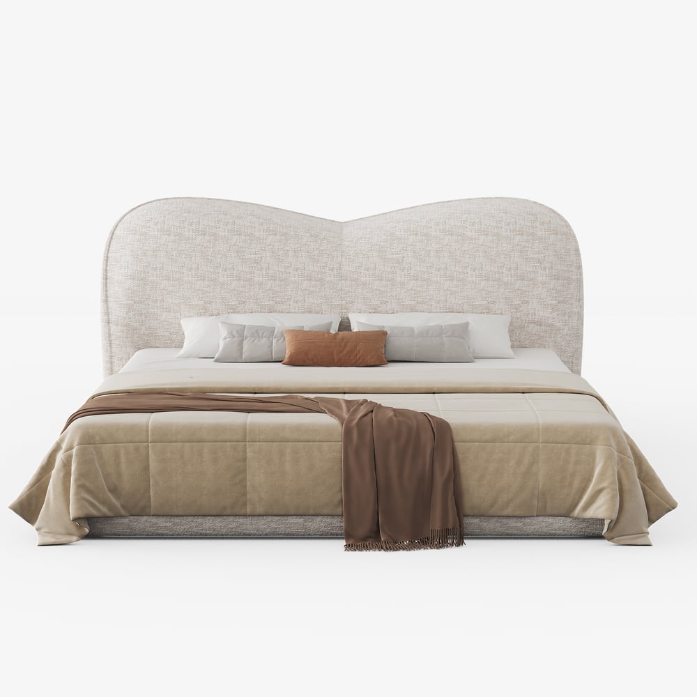Modern King Size Chenille Upholstered Bed window image