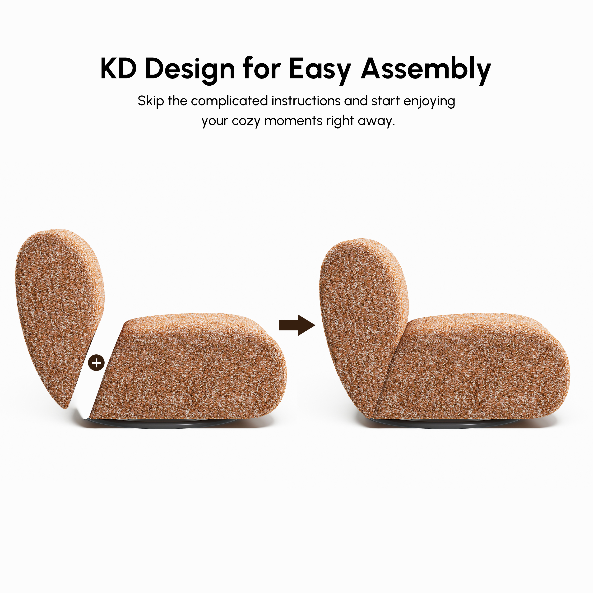 Modern 17" Performance Boucle Swivel Slipper Accent Chair window image