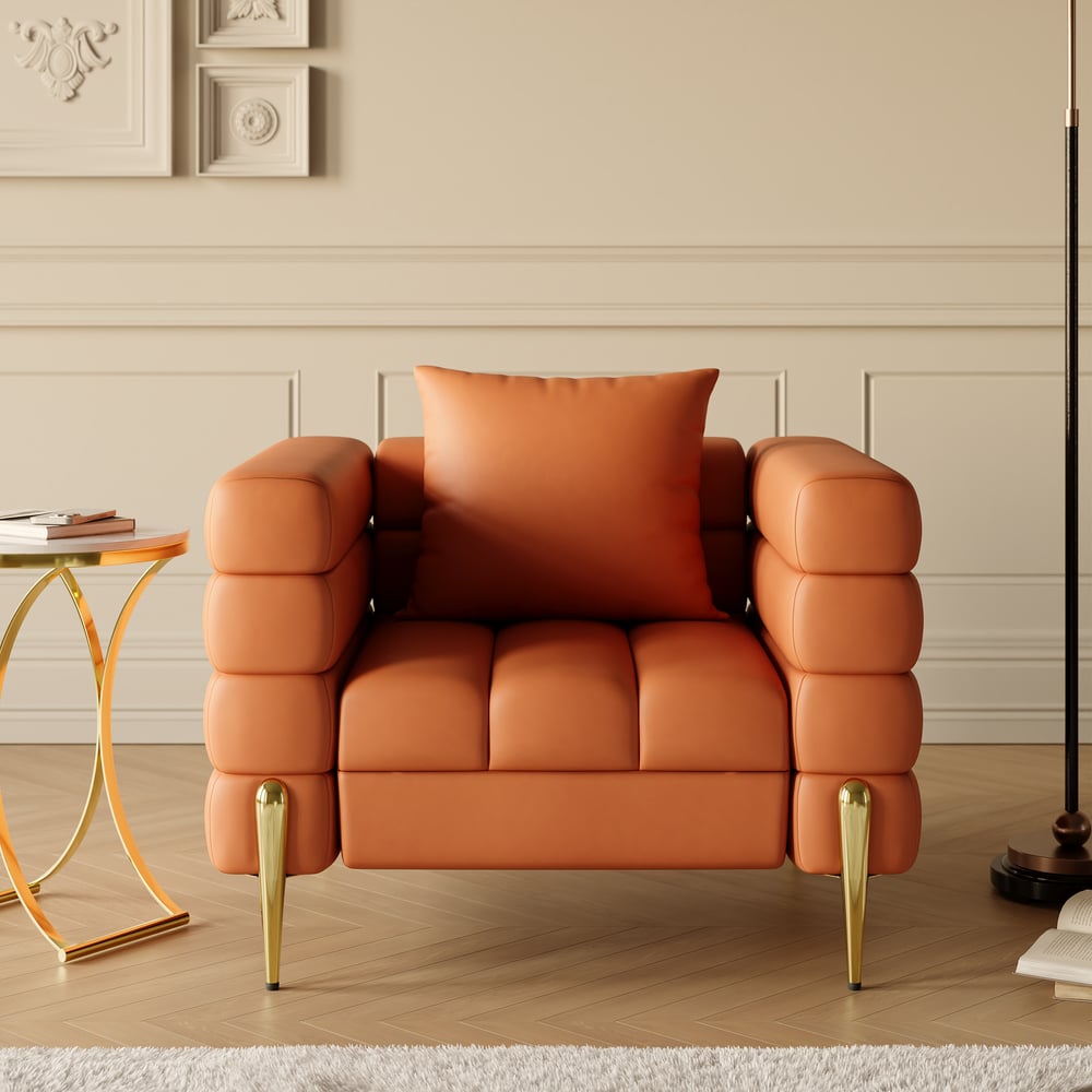 Set divano 3 pezzi Axial con divano chaise longue, pouf e poltrona d'accento Immagine della finestra