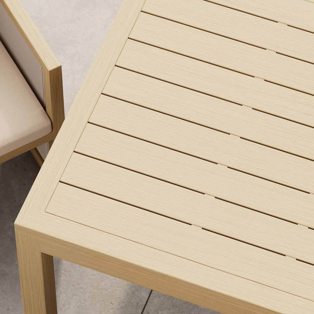 Wevara 78" Natural-Finish Aluminum Slatted Outdoor Dining Table in Natural window image