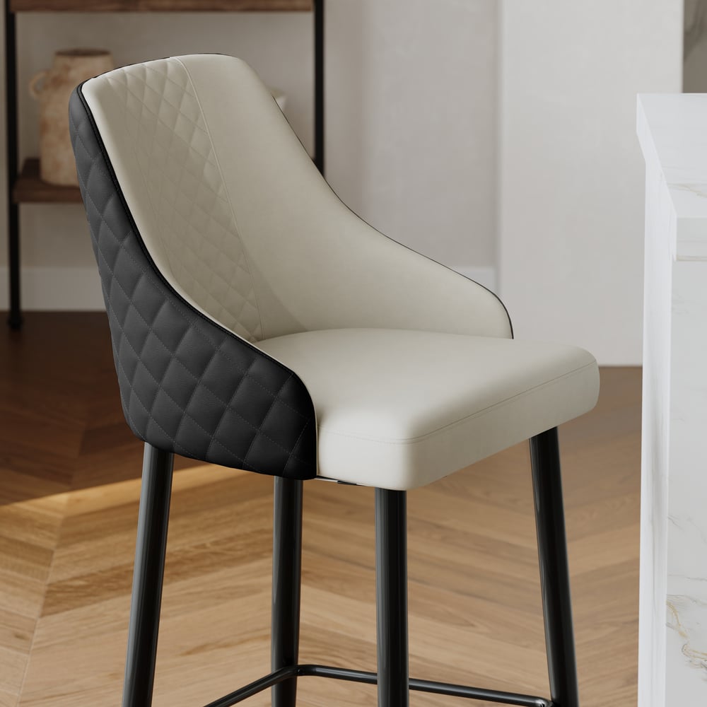 Diamic Black Faux Leather Upholstered Counter Stool, 1 Piece window image