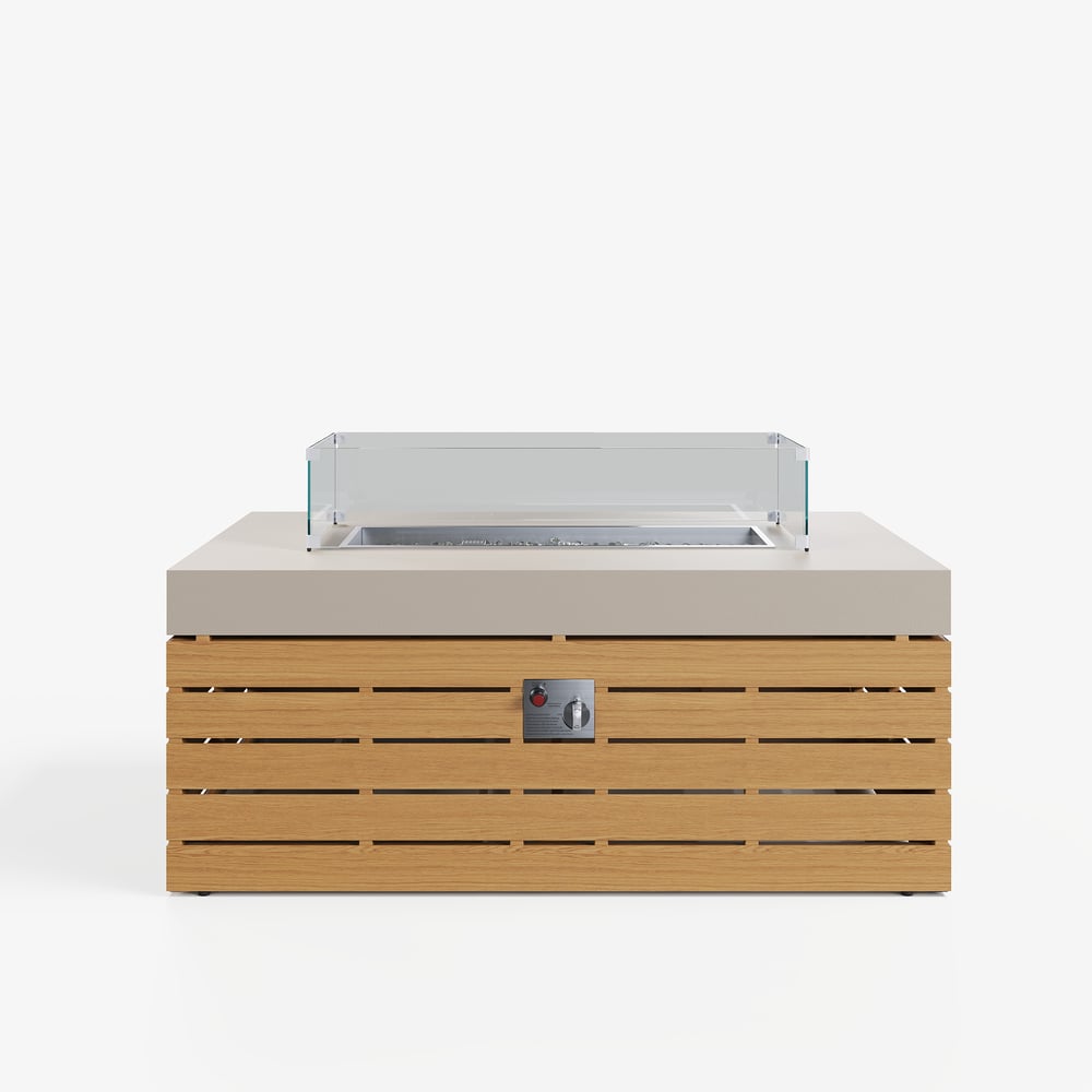 Tevara Outdoor 47" Propane Smokeless Aluminum Rectangular Fire Pit Table in Sand window image