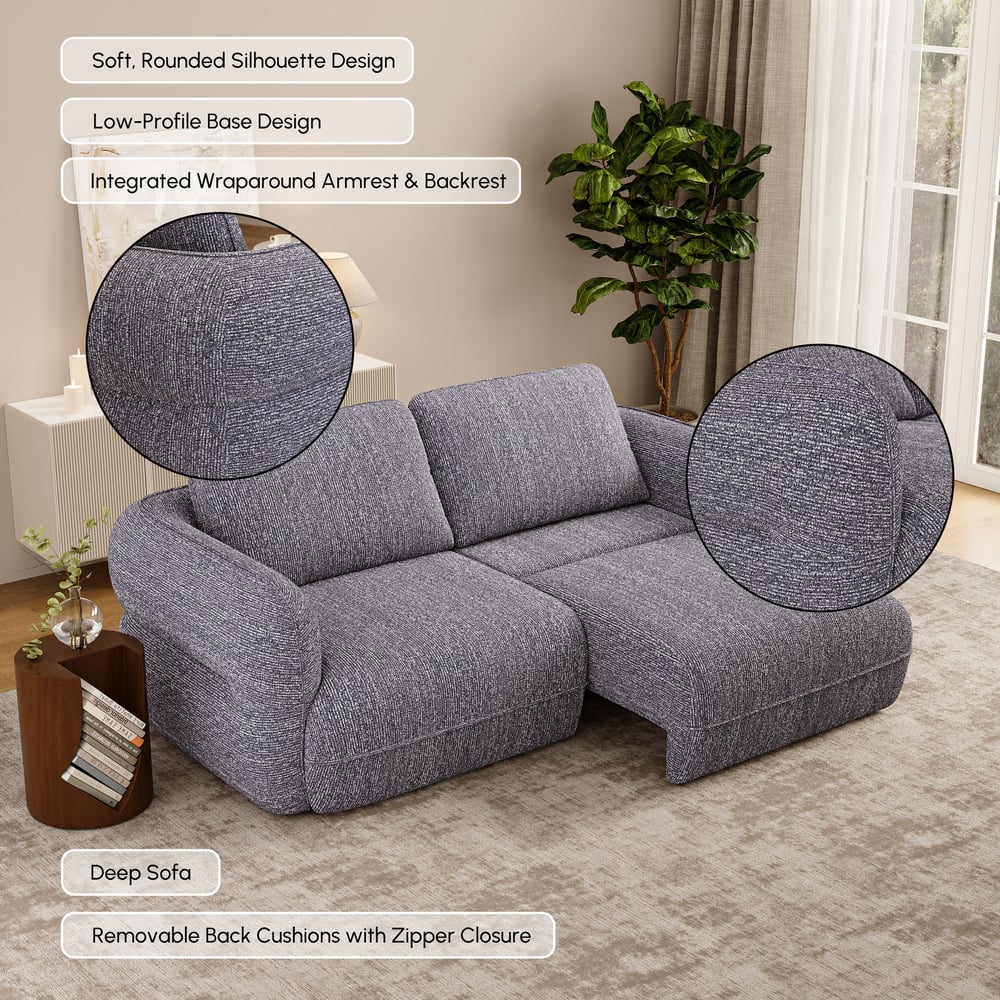 Modern 87" 2-Seater Chenille Power Convertible Sleeper Sofa with Remote Control window image