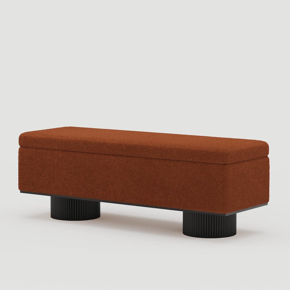 Teddy Fabric Fluffy Faux Fur Flip Top Wood Storage Entryway Bench window image