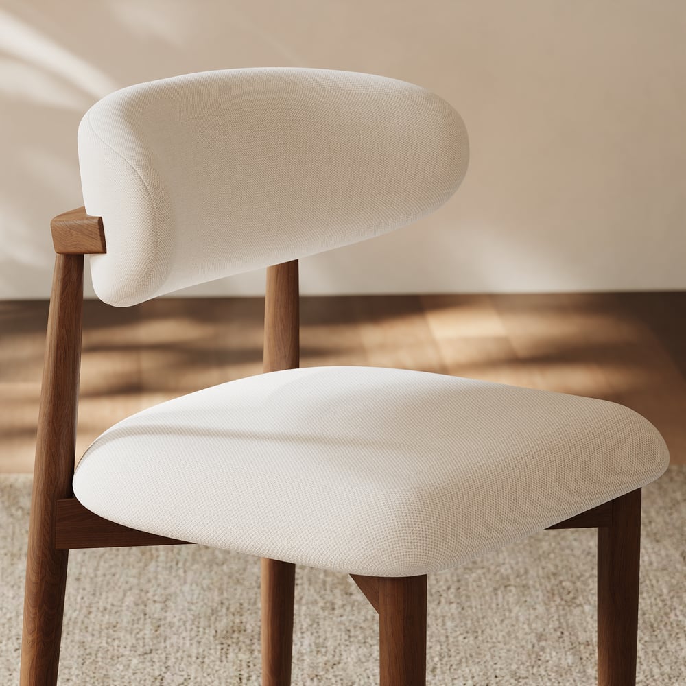 Nowoczesne krzesło do jadalni z drewna orzechowego i lnu, z nogami z drewna kauczukowego, 1 sztuka obraz okna