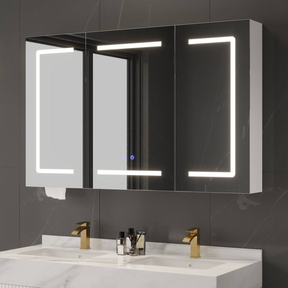 47" LED Bathroom Medicine Cabinet Dimmable with Defogger, Tissue Slot and Outlet window image