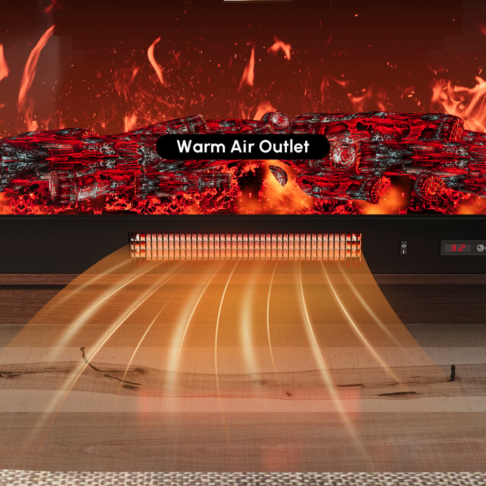 Arune 80" Arched Glass Doors Electric Fireplace TV Stand with Remote Control window image
