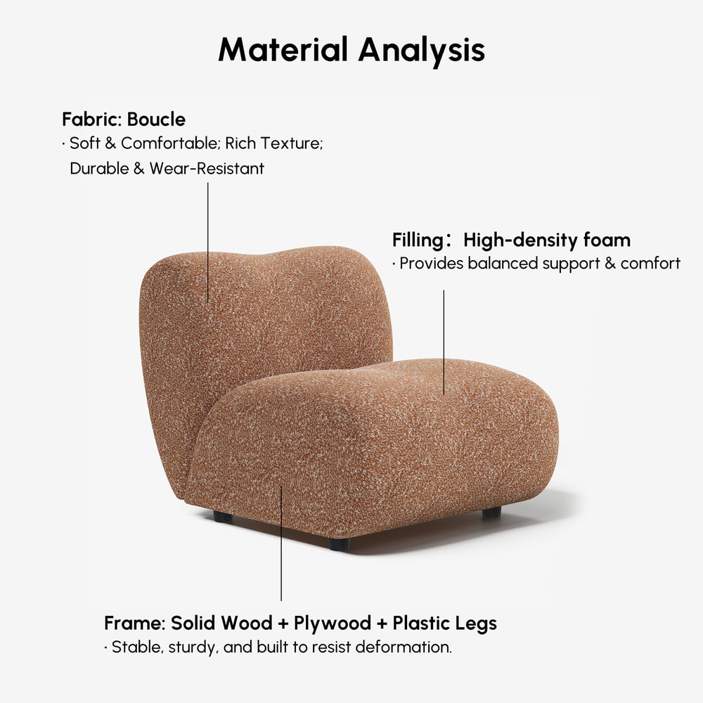 17" Boucle Upholstered Curved Slipper Accent Chair window image