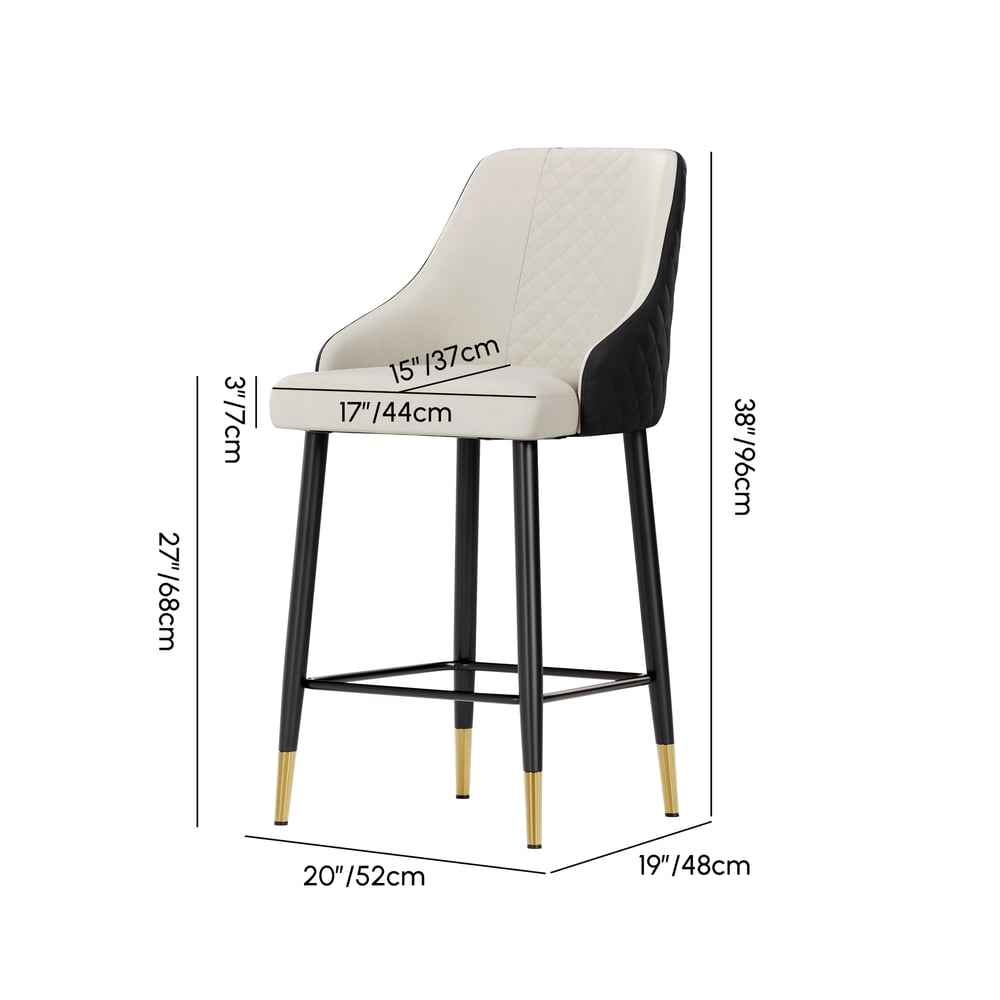 Diamic Black Faux Leather Upholstered Counter Stool, 1 Piece weights dimensions image