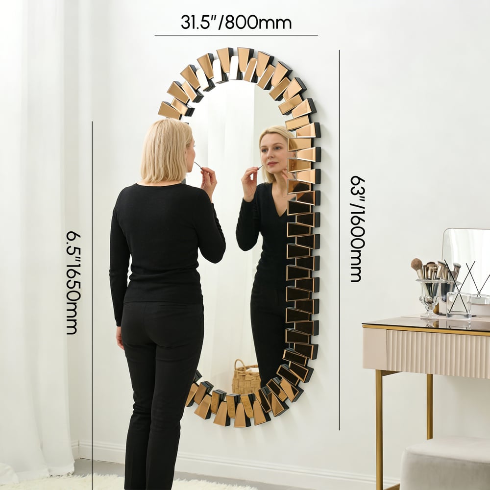 160 cm Full Length Floor Mirror, Leaning & Wall Mounted Full Body Mirror weights dimensions image