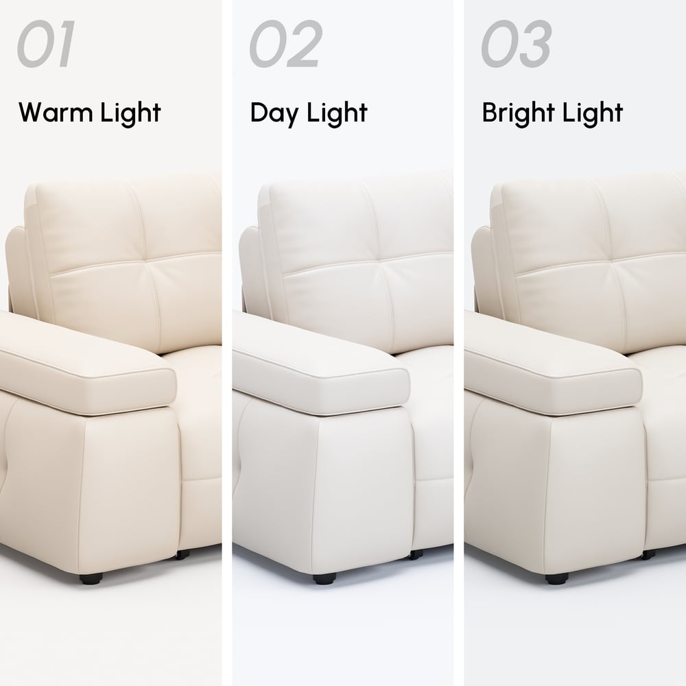 130" 3-Seater Genuine Leather Power Convertible Sleeper Sofa with Adjustable Armrests window image