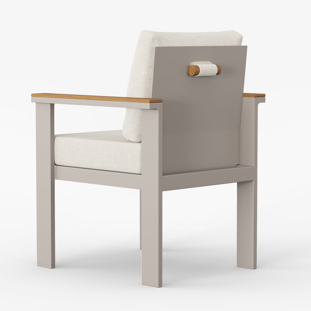 Tevara Outdoor Teak & Aluminum Dining Chairs in Sand, Set of 6 window image