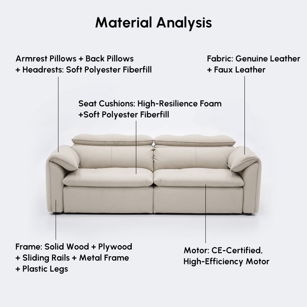 87" 2-Seater Genuine Leather Power Convertible Sleeper Sofa with Adjustable Headrests window image