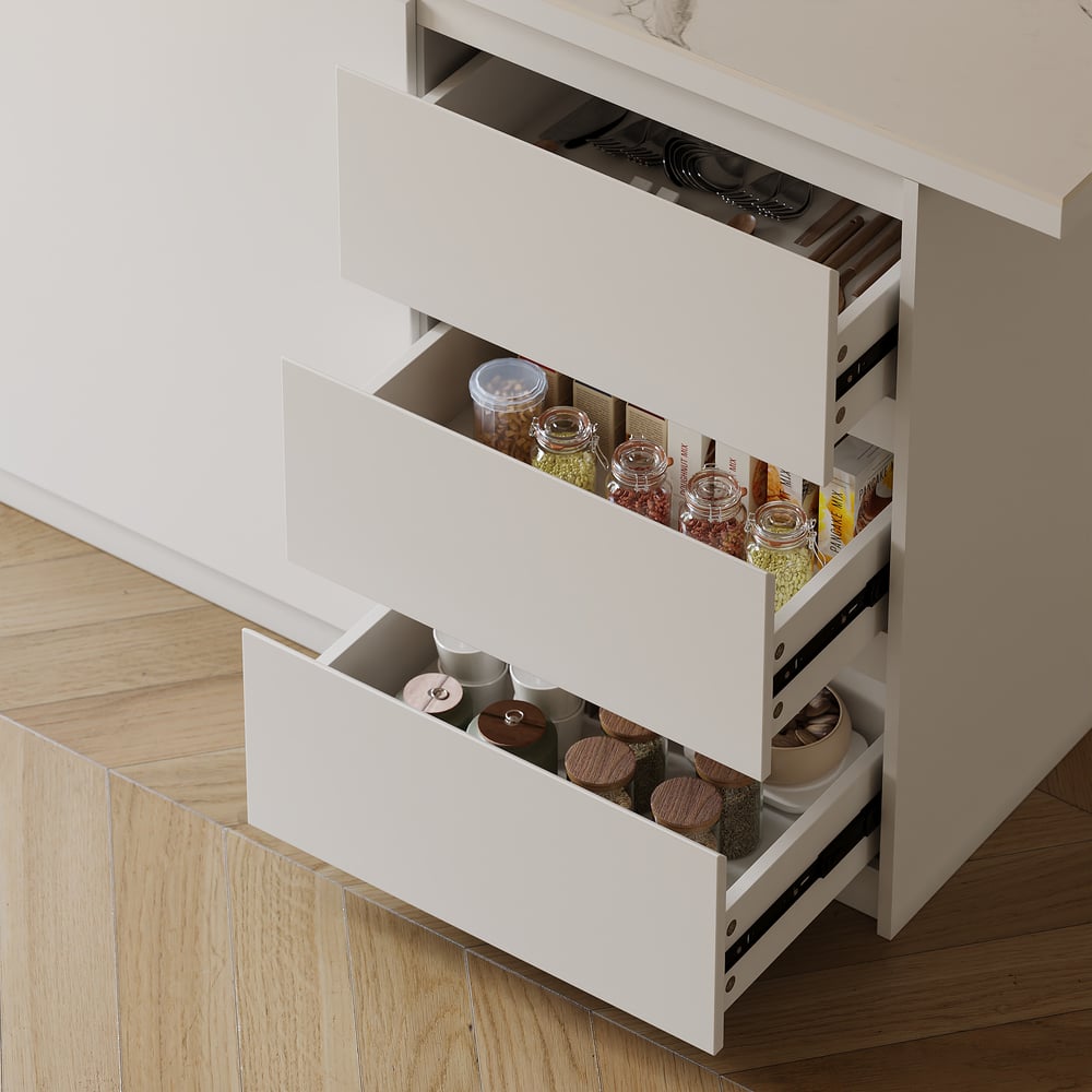Modern 72" Sintered Stone Kitchen Island with Ample Storage, White window image