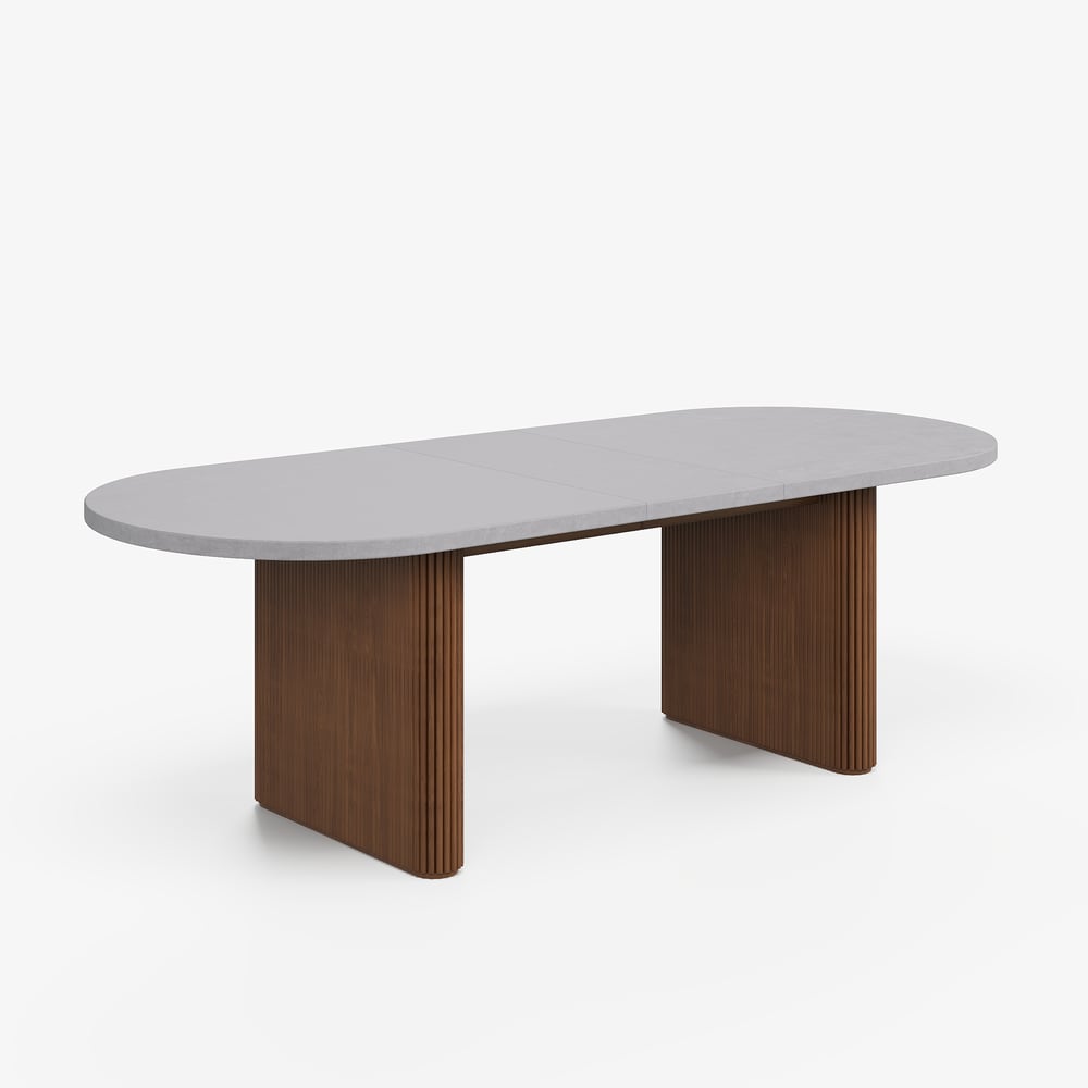 Tavolo da pranzo ovale allungabile Fluve 79"-94" in cemento grigio, posti 6-8 Immagine della finestra