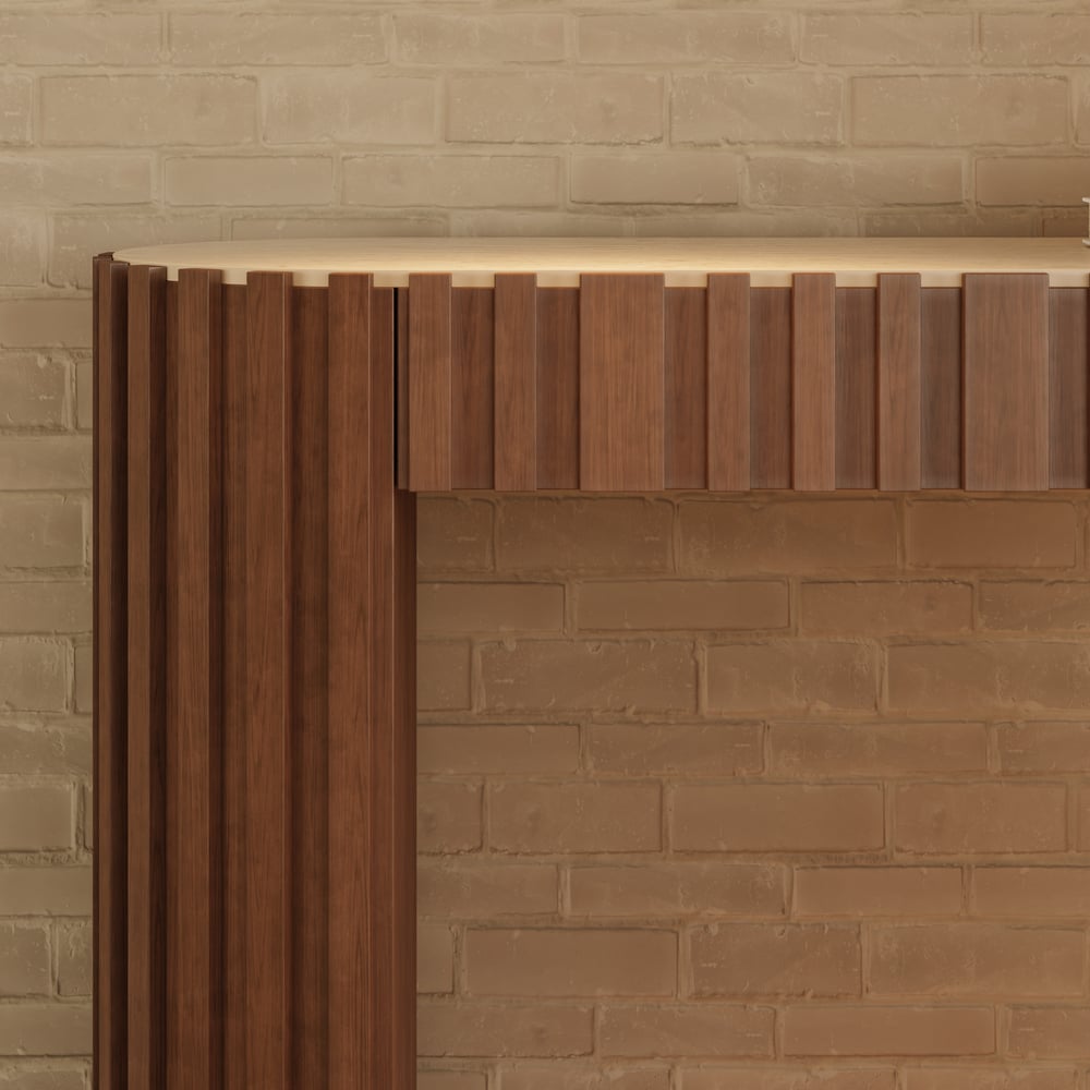 Aura 60" Ash Wood Fluted Walnut Console Table With SIntered Stone Top window image