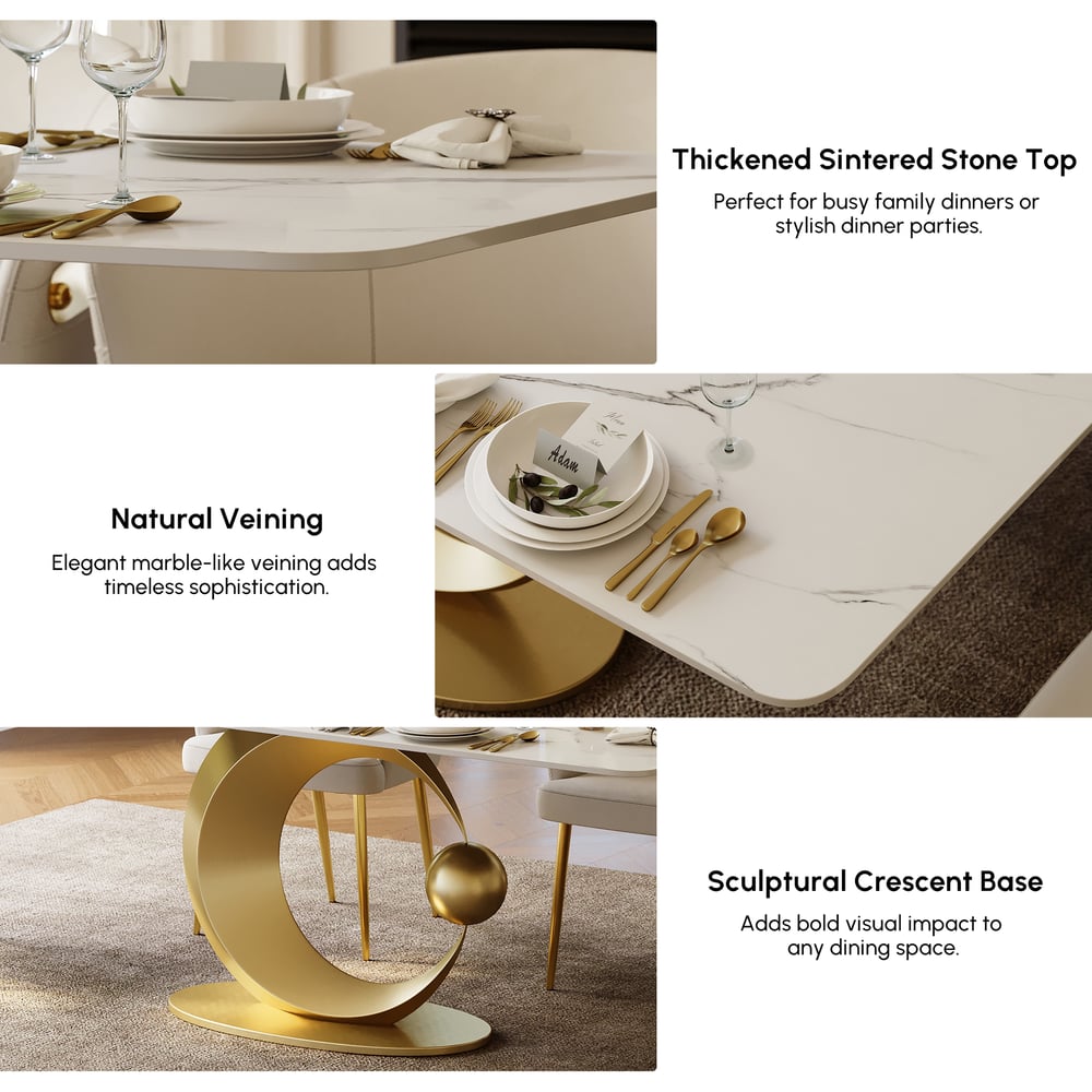 Dining Set 71.3" Rectangle Sintered Stone Table with 6 Chairs window image