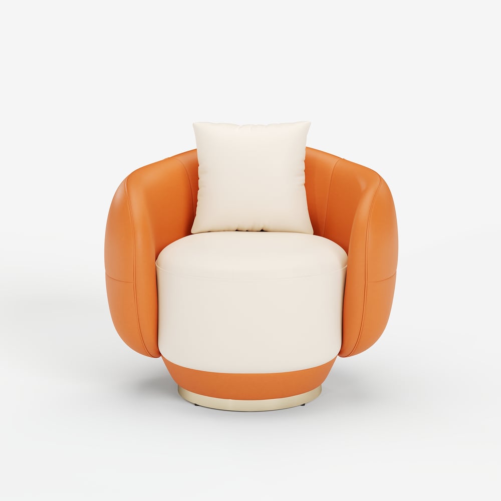 Suncurve Performance Leather Swivel Barrel Accent Chair with Pillow window image