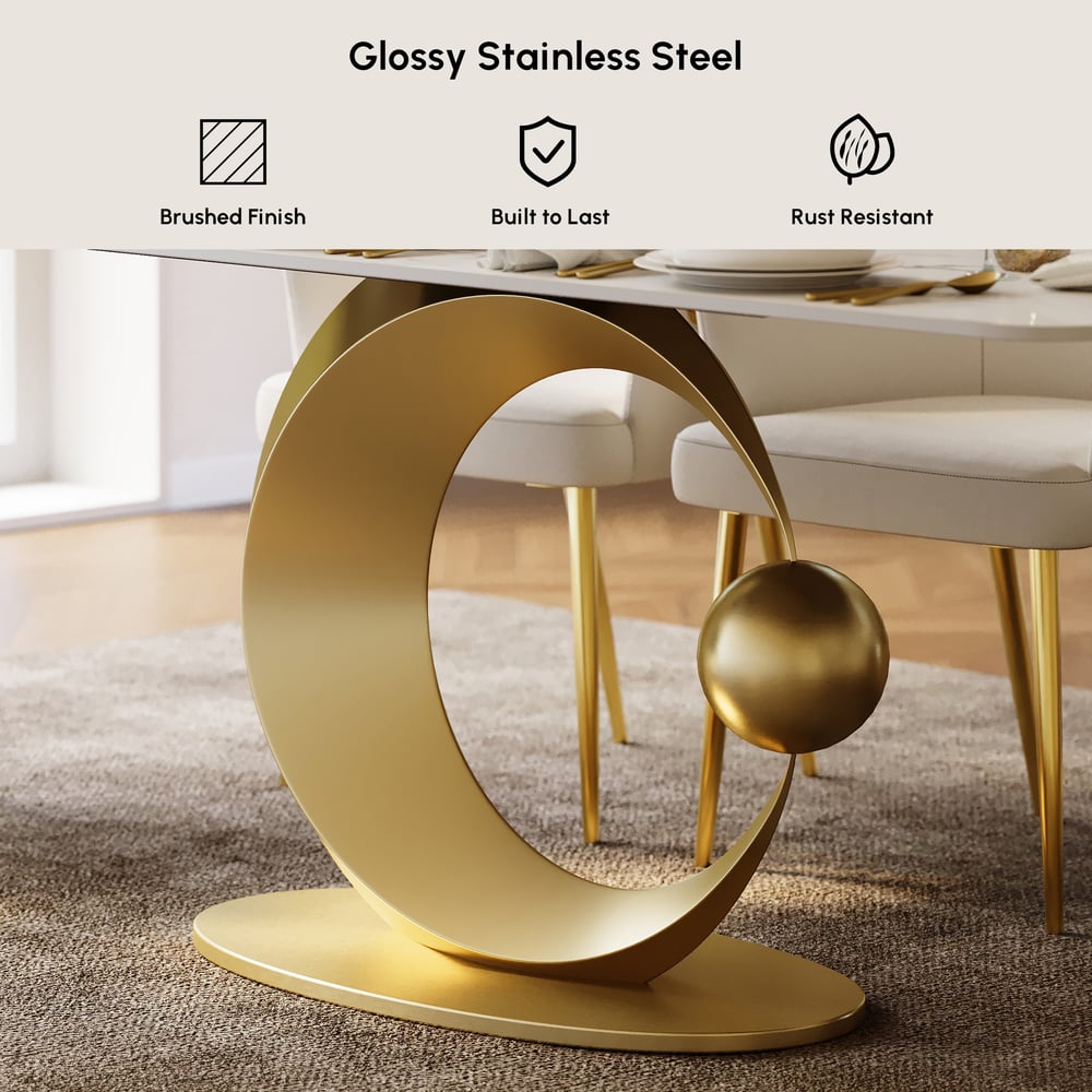 Dining Set 71.3" Rectangle Sintered Stone Table with 6 Chairs window image