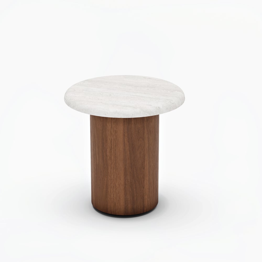 Ensemble de tables basses rondes de 18"-47" en placage de béton et noyer image de fenêtre