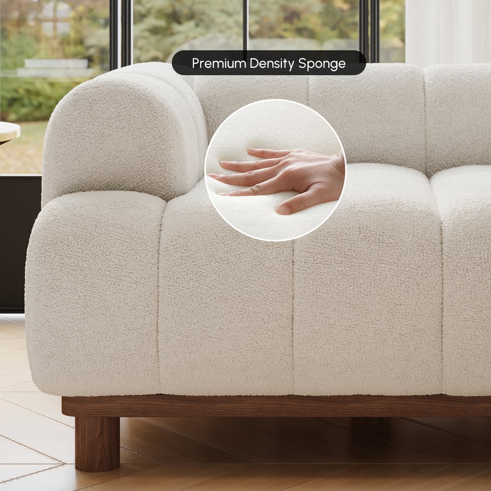 49" Boucle Lounge Accent Chair with Armrest and Wood Legs window image