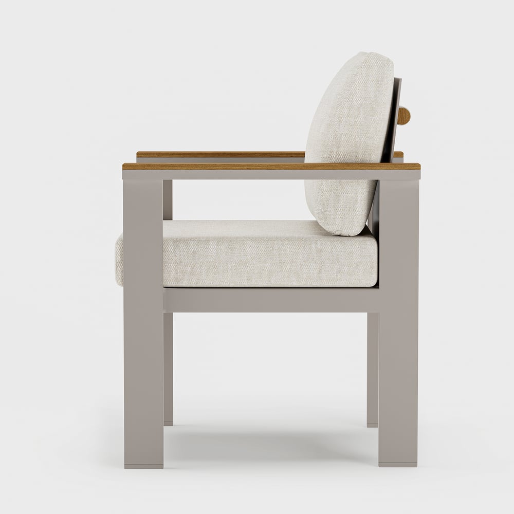 Tevara Outdoor Teak & Aluminium Dining Chairs in Sand, Set of 2 window image