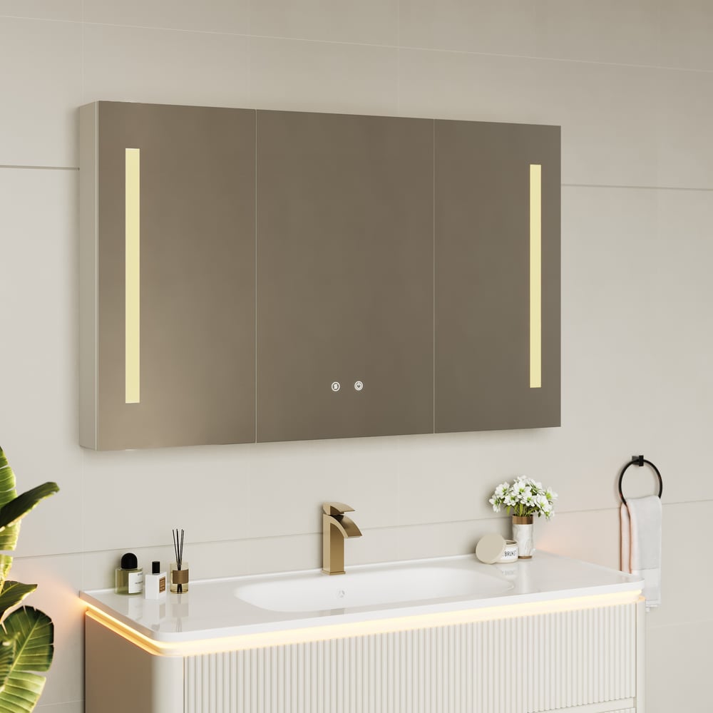 120cm Modern Wall-mounted LED Bathroom Medicine Cabinet Vanity Mirror with Storage window image