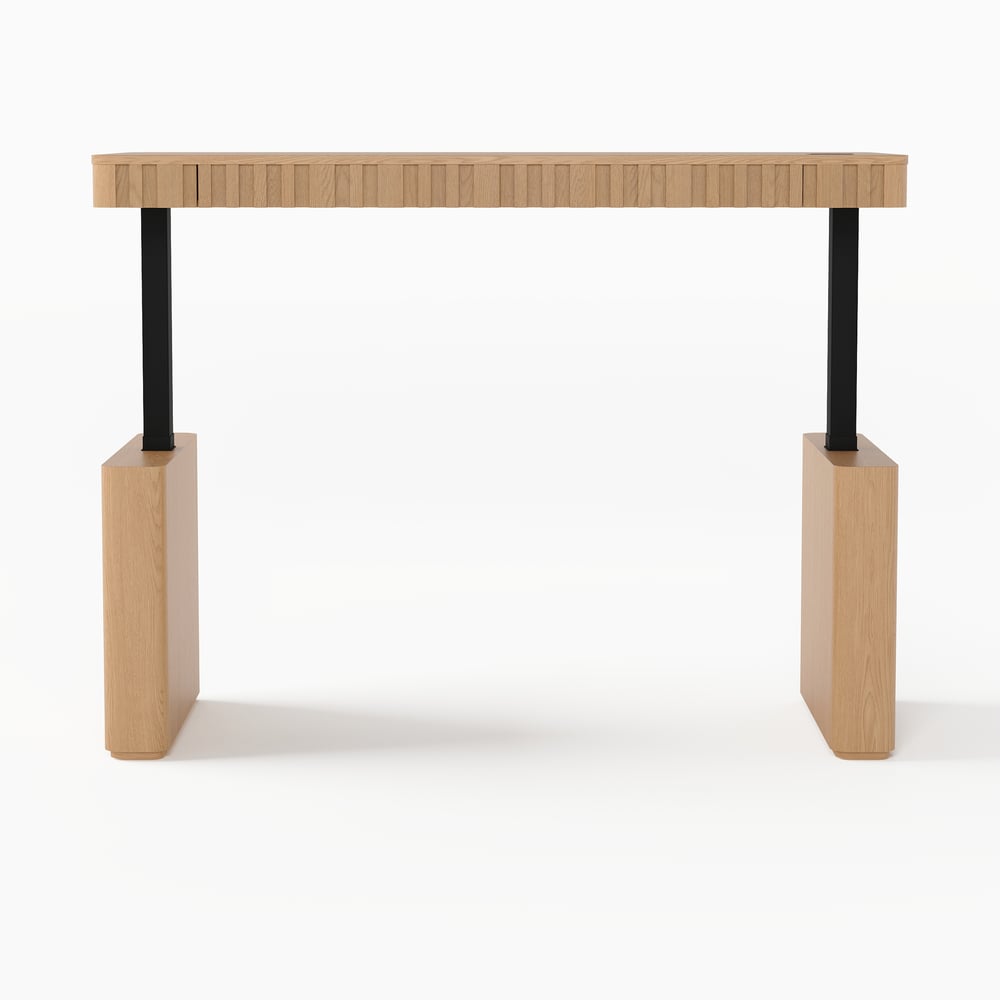 Aura 160 cm Natural Fluted Electric Adjustable Standing Desk window image