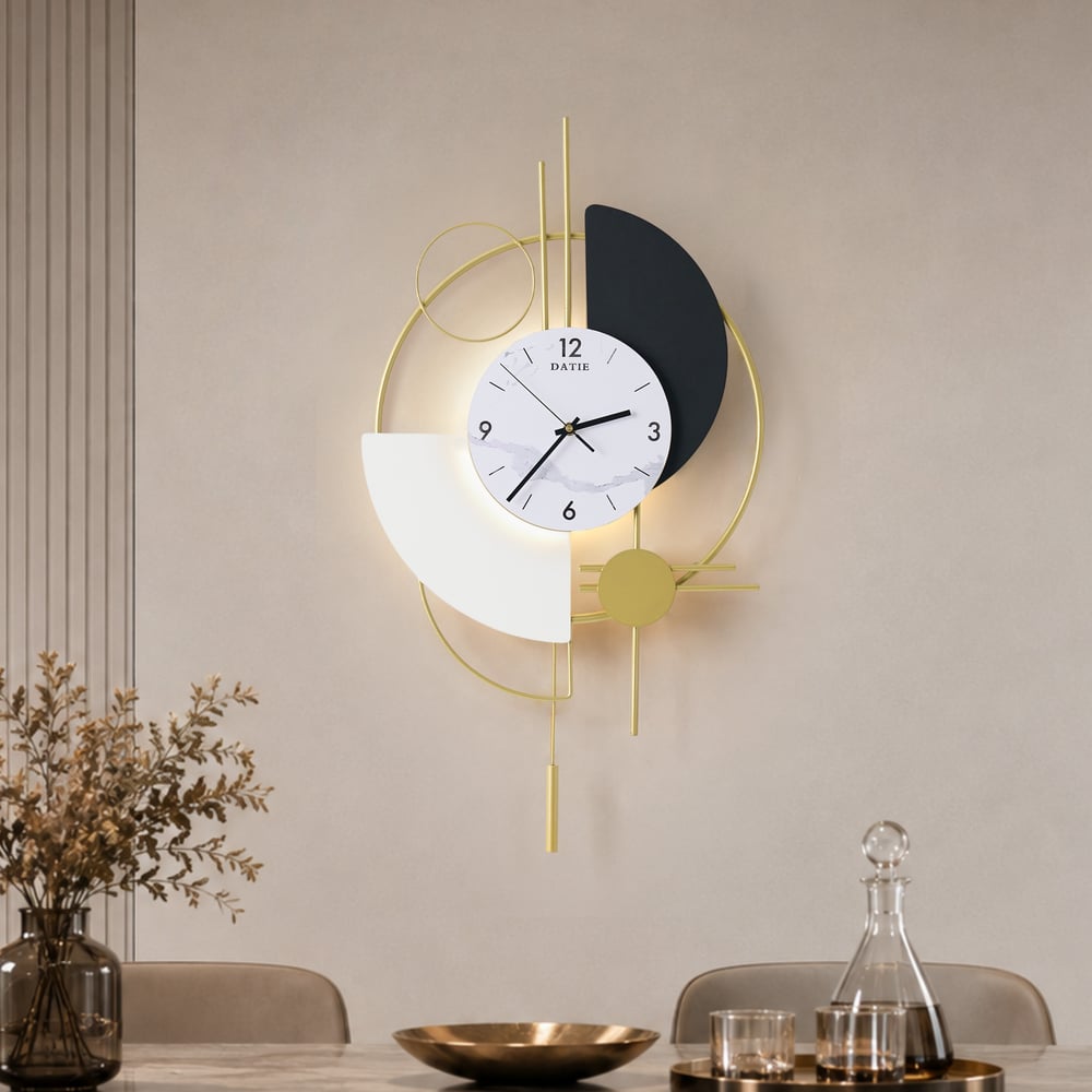 77cm Modern Metal Wall Clock with Dimmable LED Light and Remote Control window image