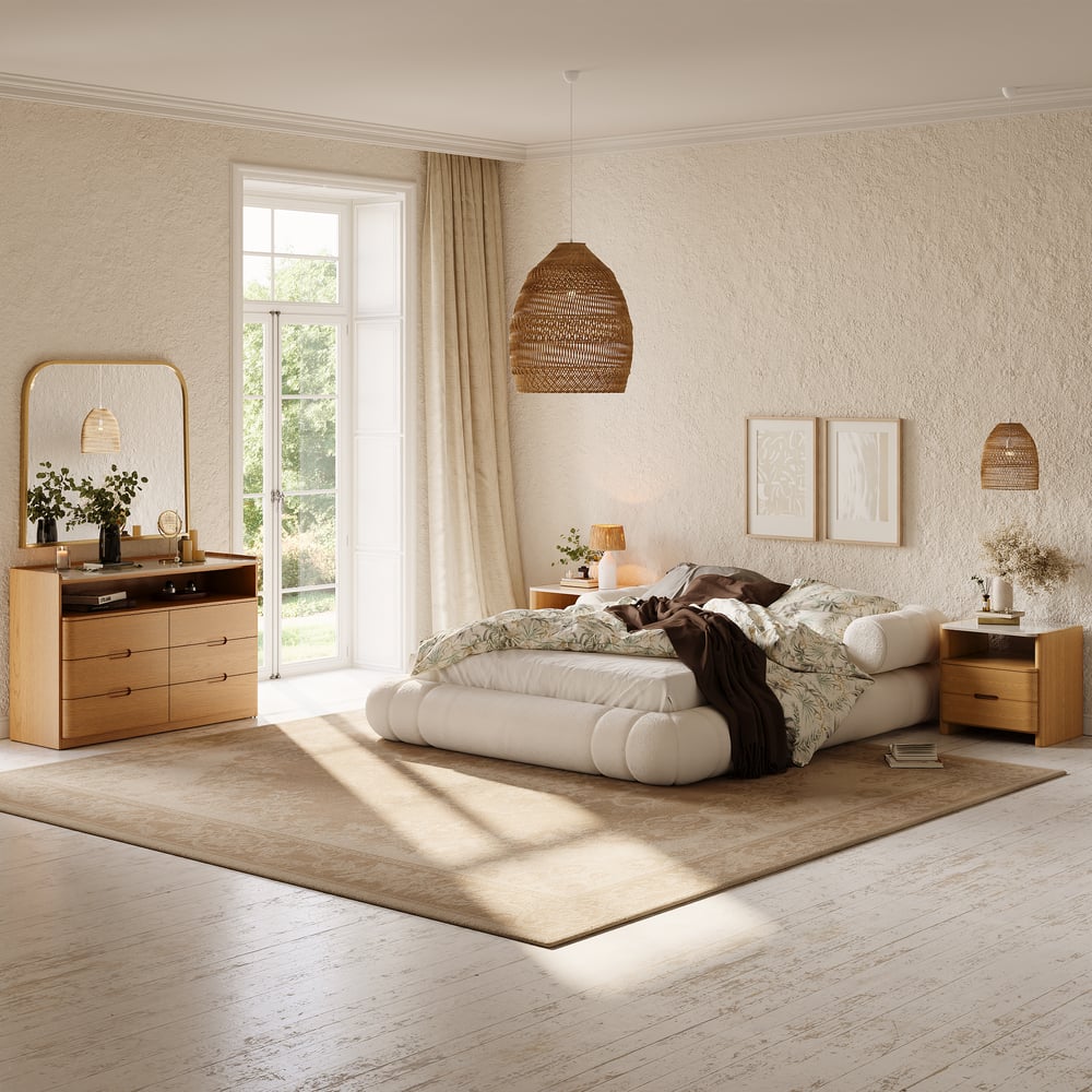 Commode moderne de 47 pouces à 6 tiroirs avec étagère et plateau en pierre frittée image de fenêtre