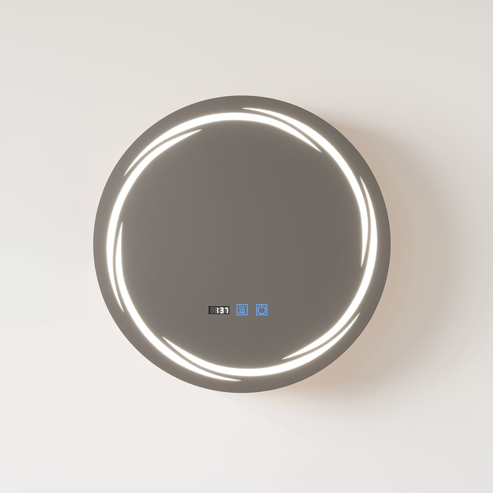 24" Round LED Natural Medicine Cabinet with Storage, Anti-Fog, Dimmable window image