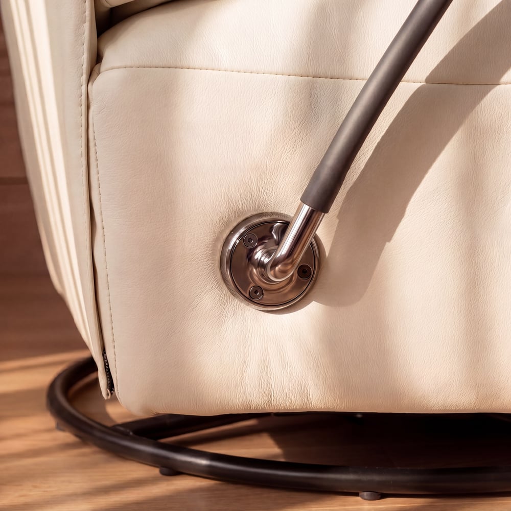 Genuine Leather Power Swivel Rocker Recliner Accent Chair with Phone Holder window image