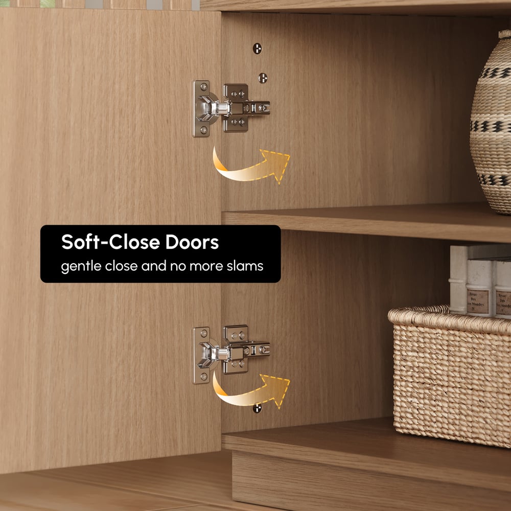 TV Lowboard Aura 213 cm in Grooved Ash in Natural with Sintered Stone Top window image