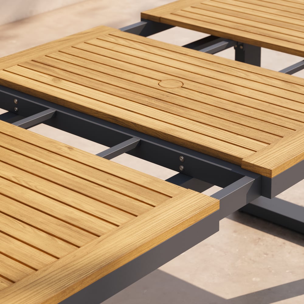 Tevara Outdoor Extendable Teak & Aluminium Dining Table window image