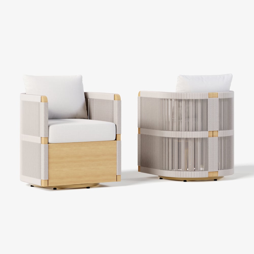 Costra Outdoor Aluminum & Rope Weave Swivel Dining Chairs, Set of 2 window image