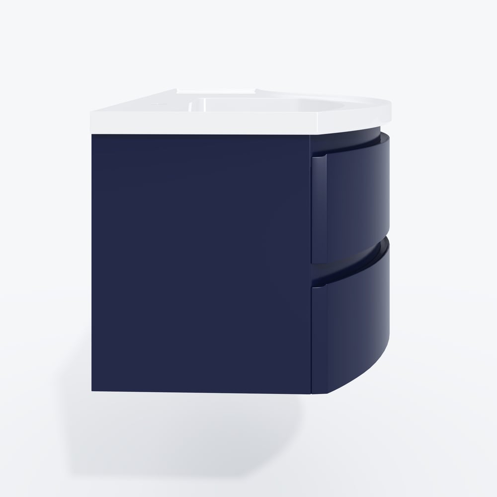 35" Navy Floating Single Curved Bathroom Vanity with Sink & Storage window image