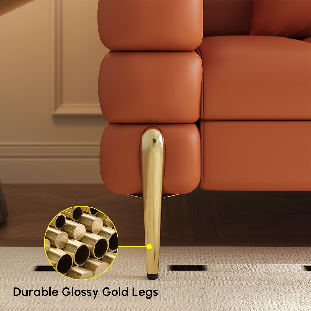 Set divano 3 pezzi Axial con divano chaise longue, pouf e poltrona d'accento Immagine della finestra