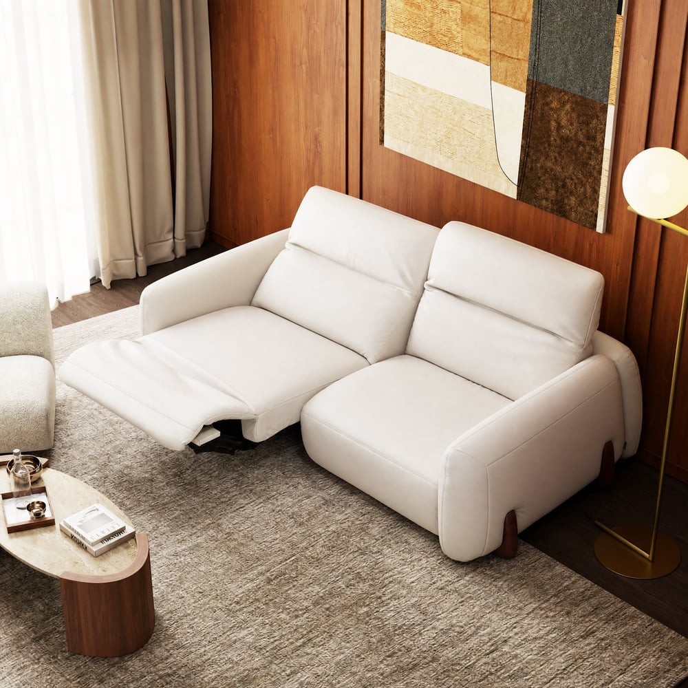 85" Genuine Leather Power Reclining Sofa with Adjustable Headrest window image