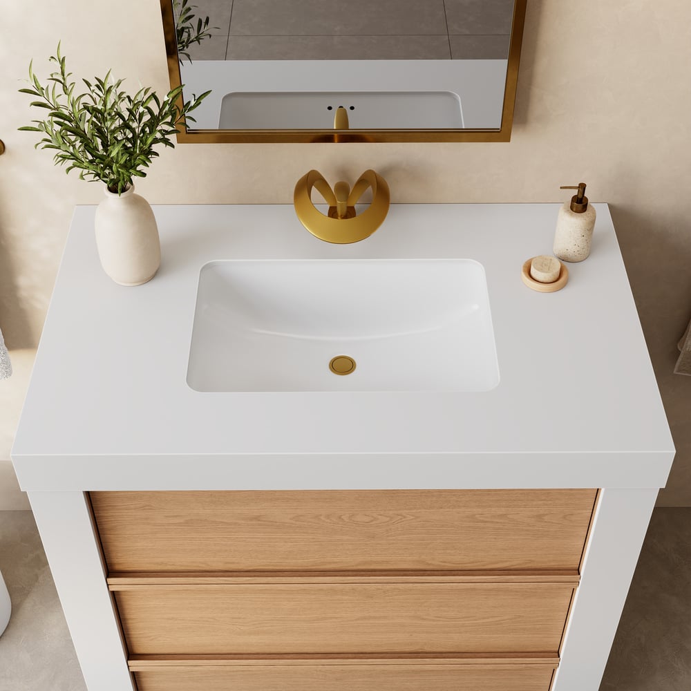 36" Single Bathroom Vanity with Ceramic Sink, Sintered Stone Top window image