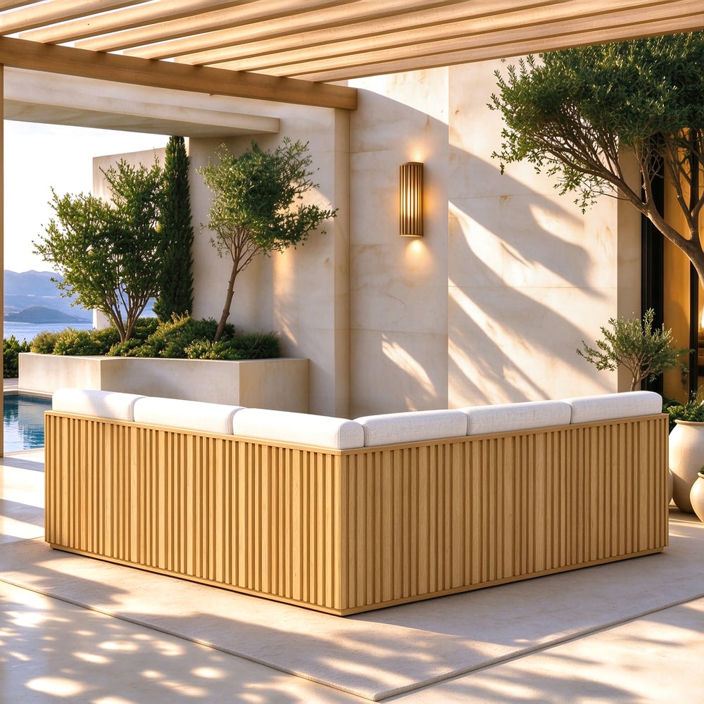 Flutera 3-Piece Outdoor Fluted Aluminum Sectional Sofa Set window image