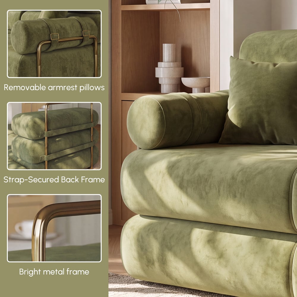 Canapé-lit convertible Humply 170 cm 2 places en velours chenille 4 en 1 image de fenêtre
