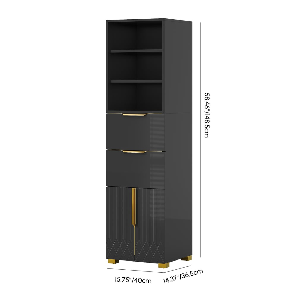 Aro 149cm Bathroom Storage Cabinet Freestanding Linen Tower with Shelves Drawers & Doors weights dimensions image