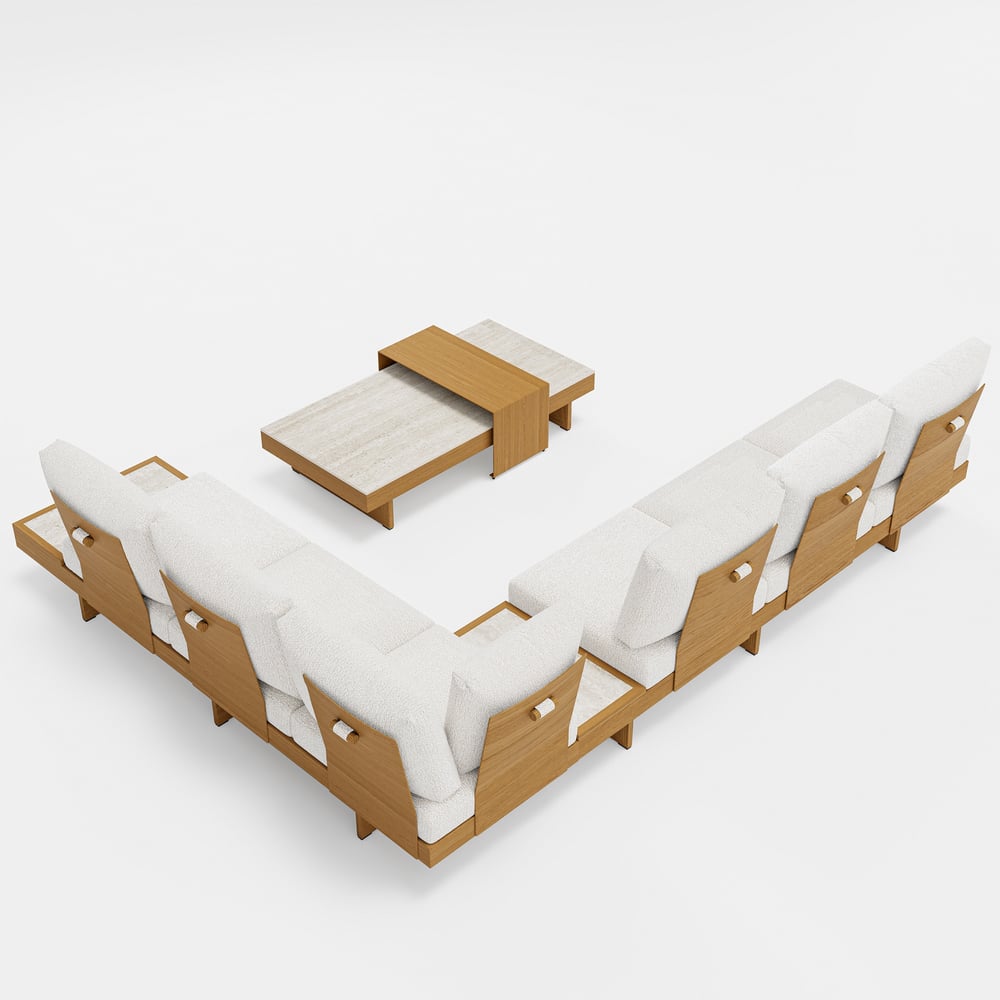 Tevara 4-Piece Outdoor Sintered Stone & Aluminum Modular Sofa Set with Coffee Table window image